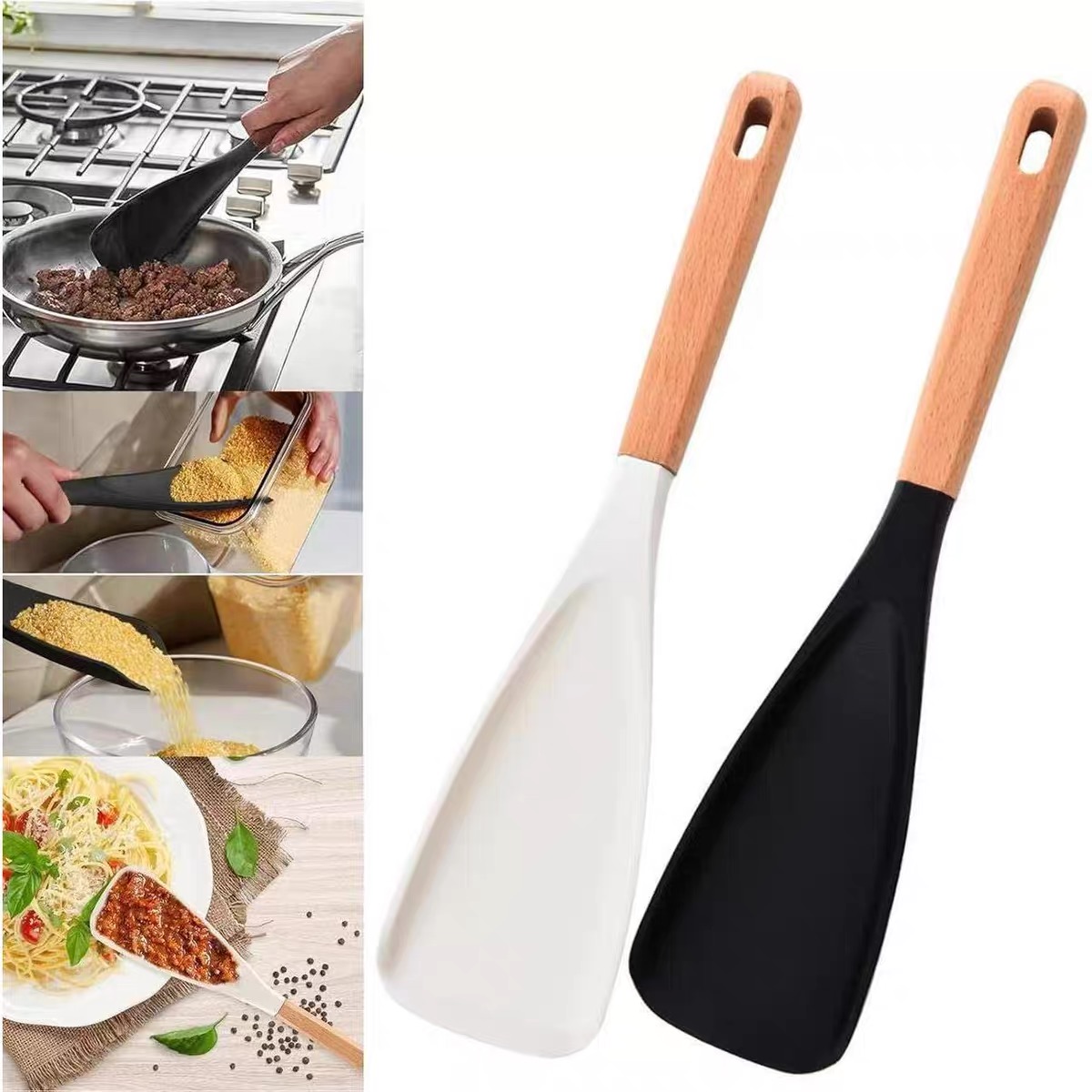Baby Rice Food - In-Stock Wooden Handle Salad Spatula, Baby